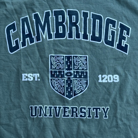Cambridge University Official Campus Green T Shirt M‎ Crest England UK Cotton - Picture 6 of 8